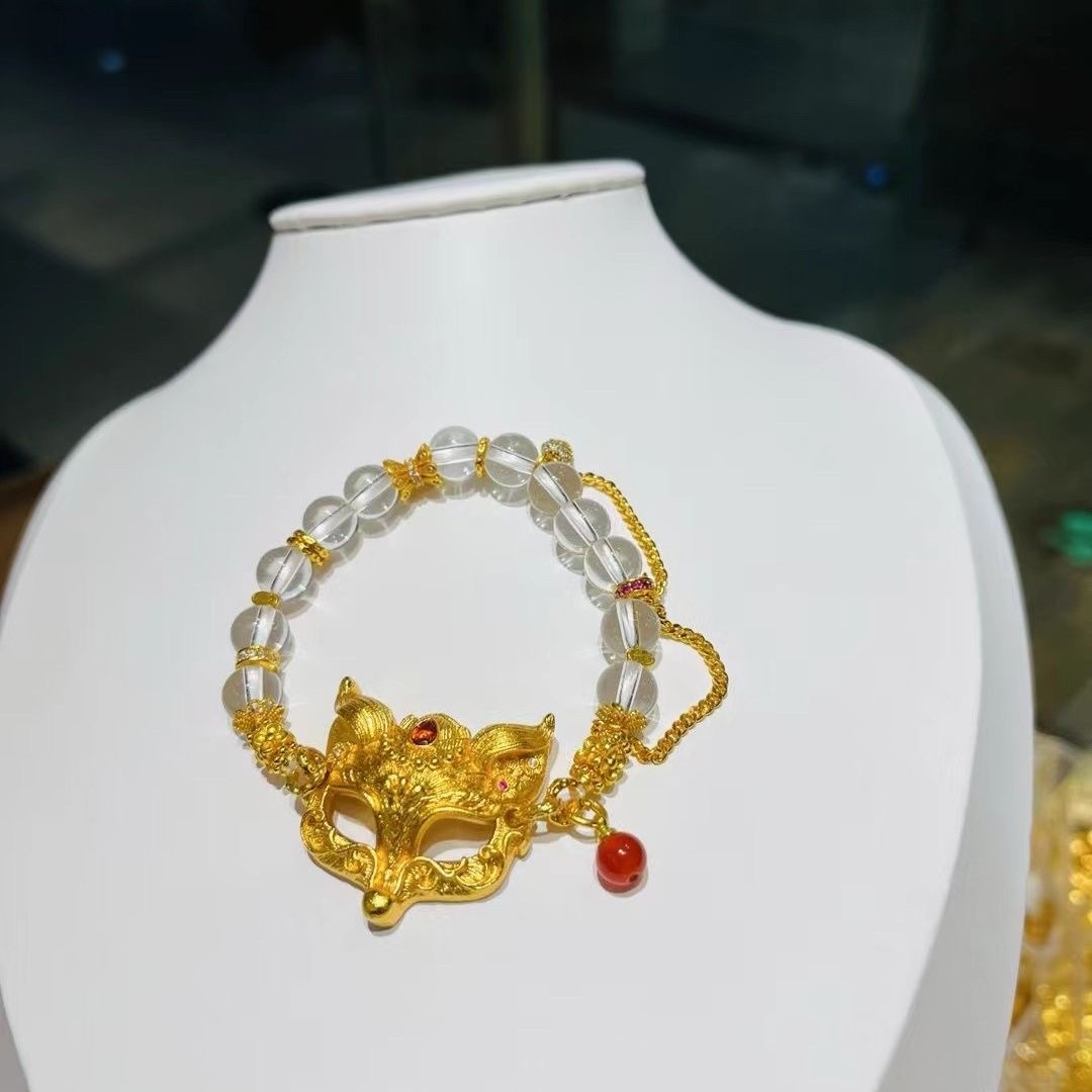 合金仿水晶手链 合金仿水晶手链新中式狐狸面具手绳手链