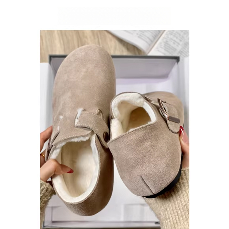 一脚蹬勃肯鞋软木加绒情侣拖鞋女百搭复古2024秋冬新款博肯鞋男潮