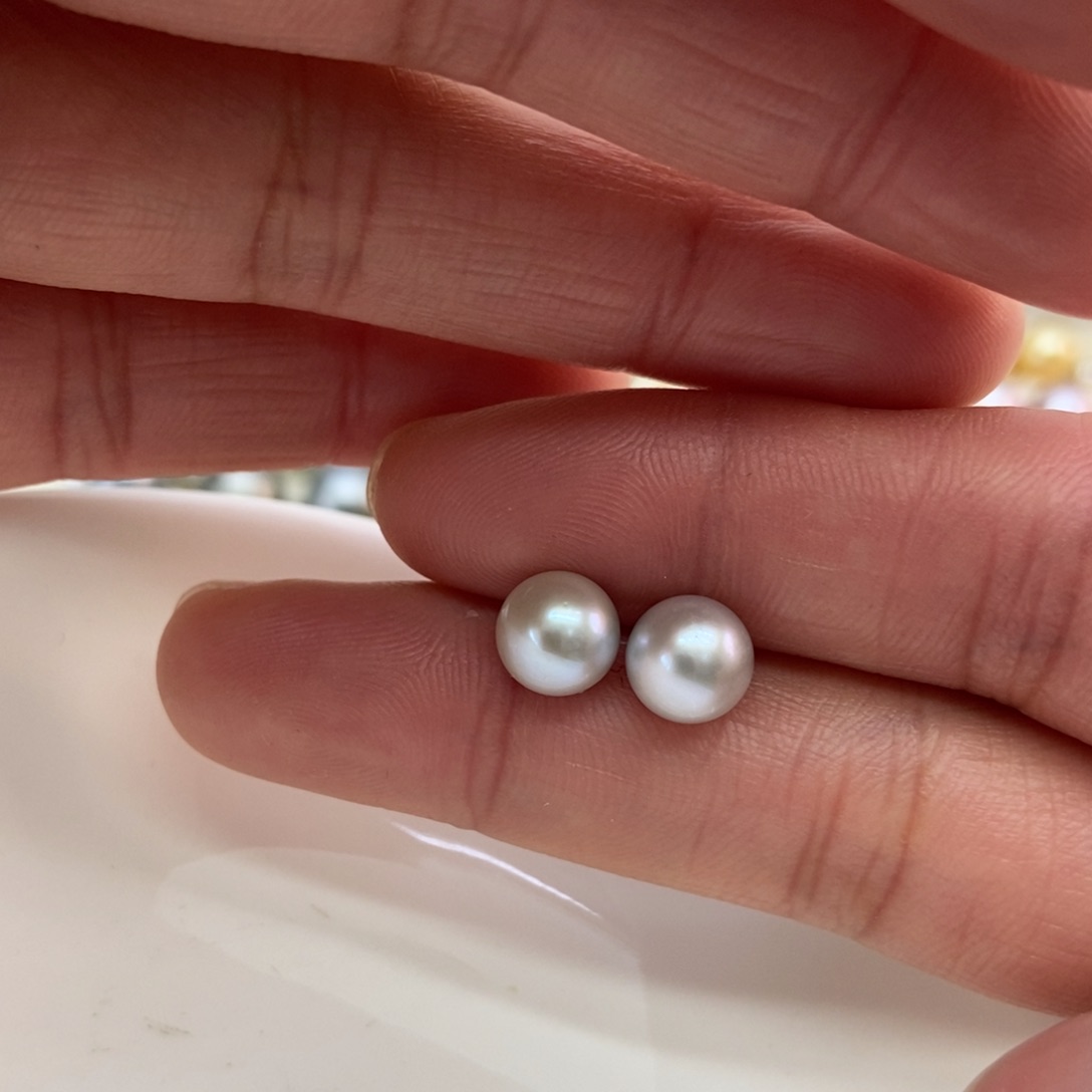 海水珍珠耳饰银S925镶嵌