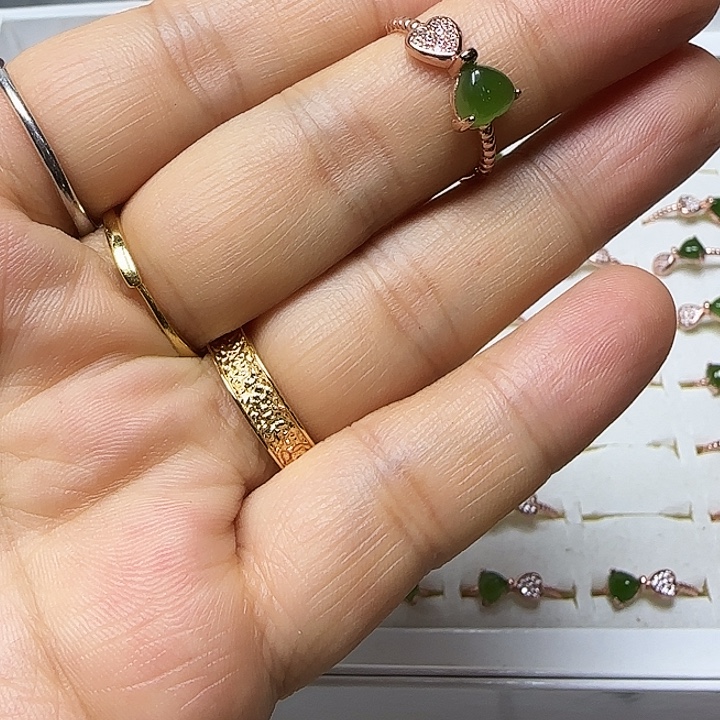 和田玉（碧玉）银S925镶嵌戒指