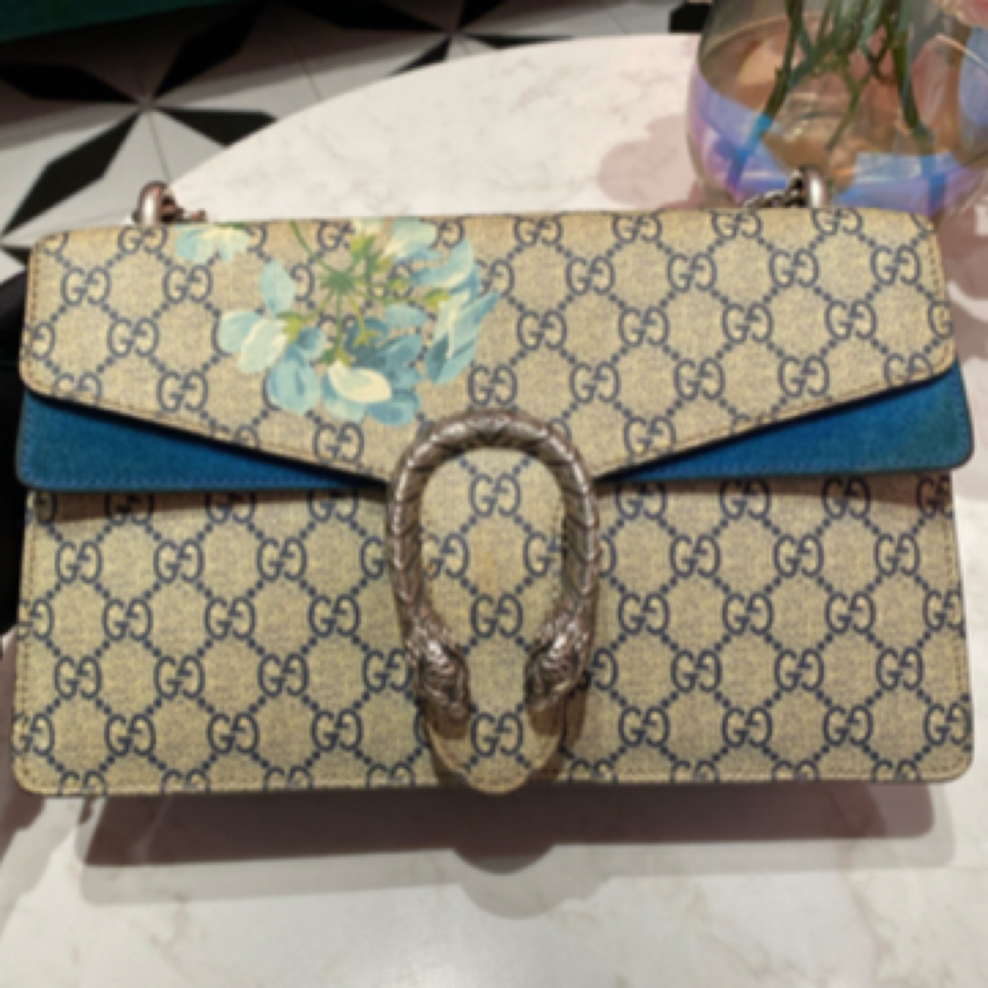 95新 GUCCI/古驰 花卉酒神/老花中号/斜挎包