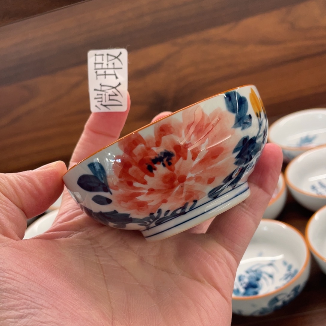 釉下手绘茶具微瑕