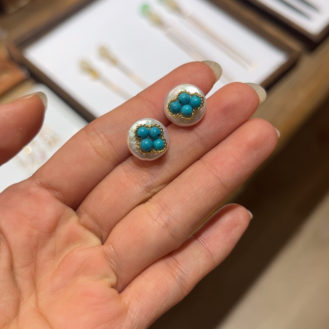 铜合金合金巴洛克珍珠耳钉