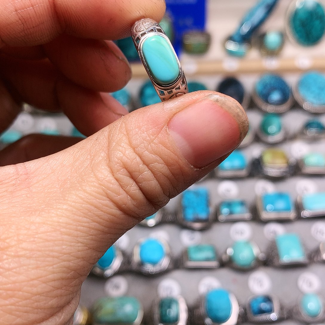 绿松石挂件银S925镶嵌