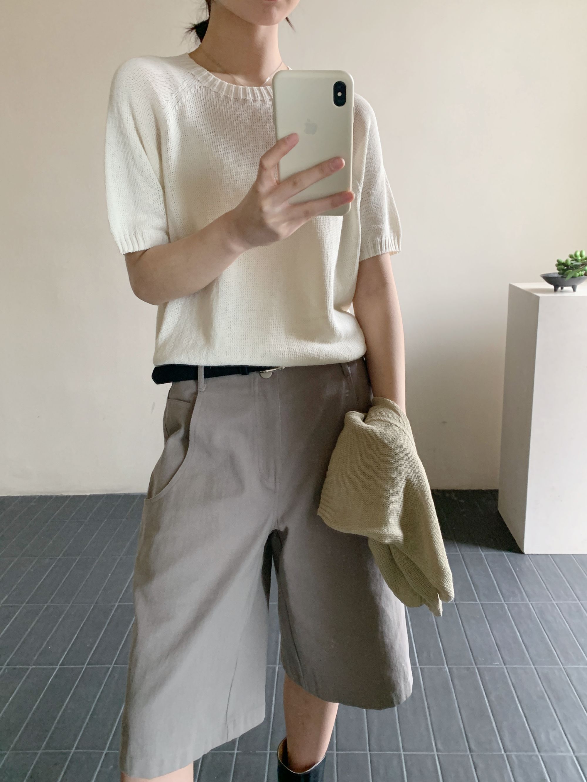 【潘潘.968885】2025年夏季新款进口高端和纸纯色百搭针织衫