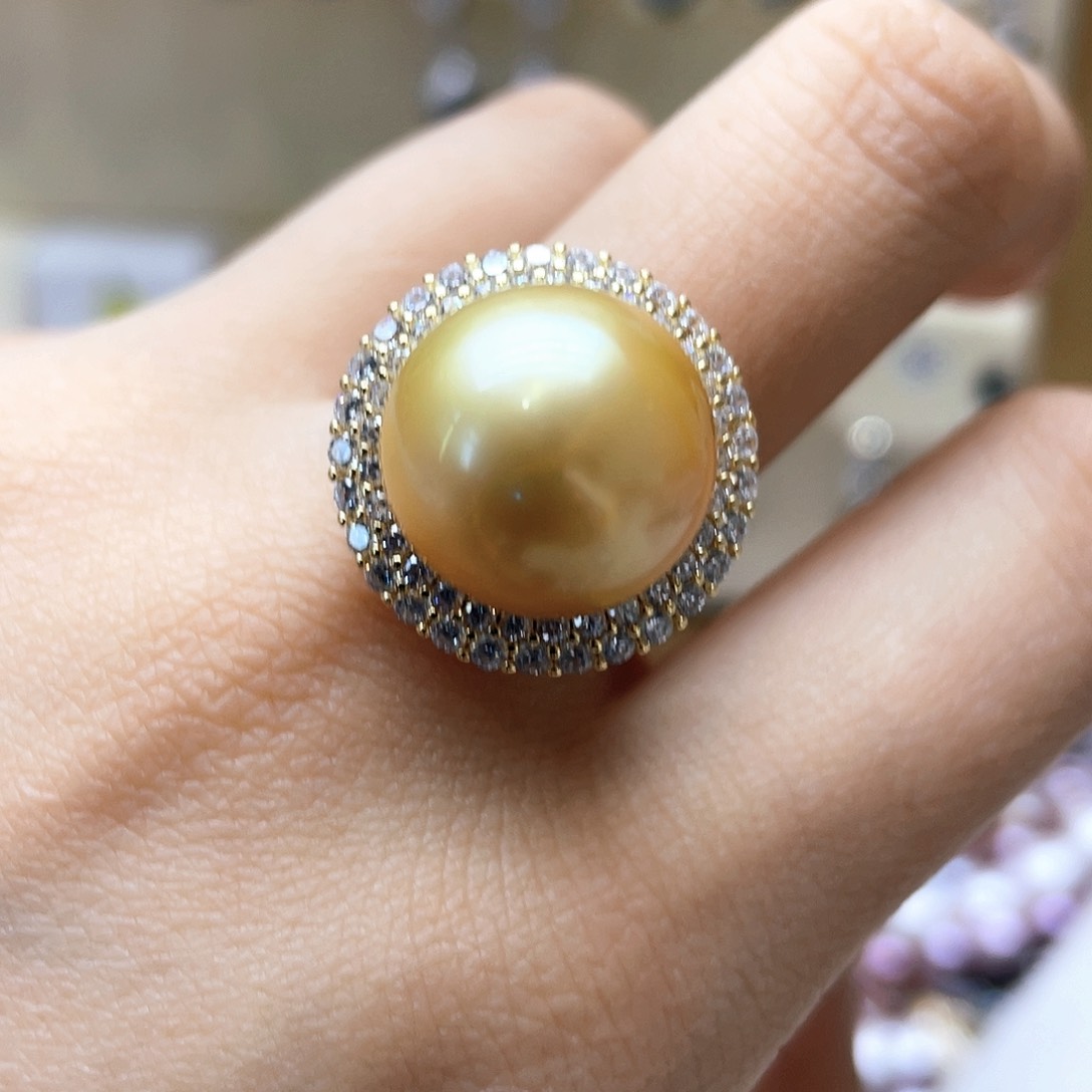 海水珍珠戒指银S925镶嵌