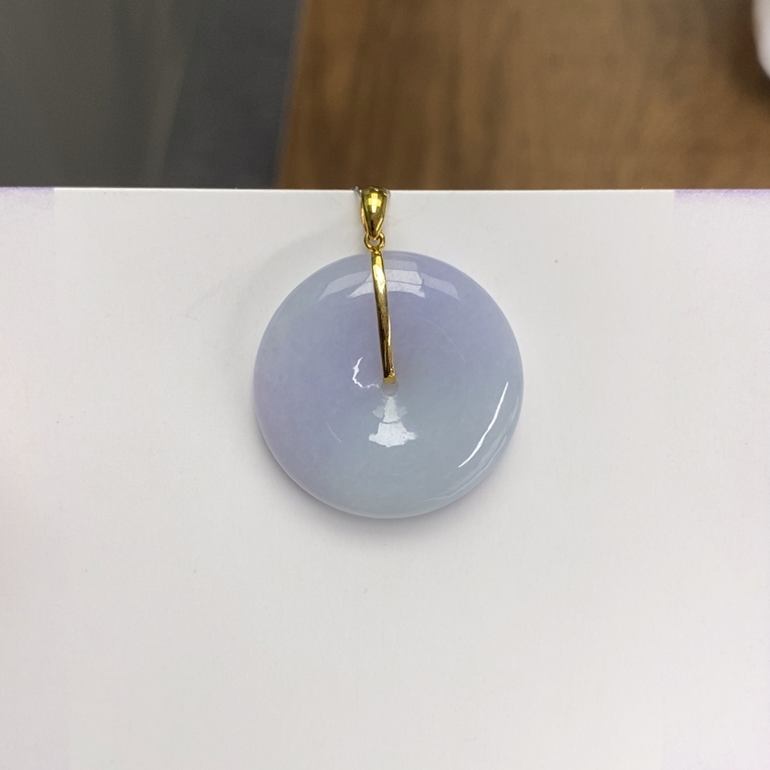 翡翠颈饰18K金镶嵌平安扣