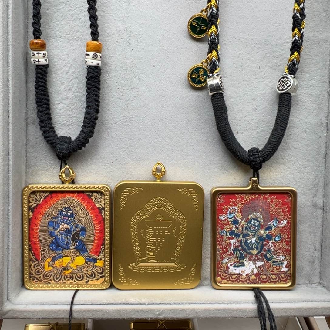 吊坠L*龙两尊铜单面黑老爷大黑天