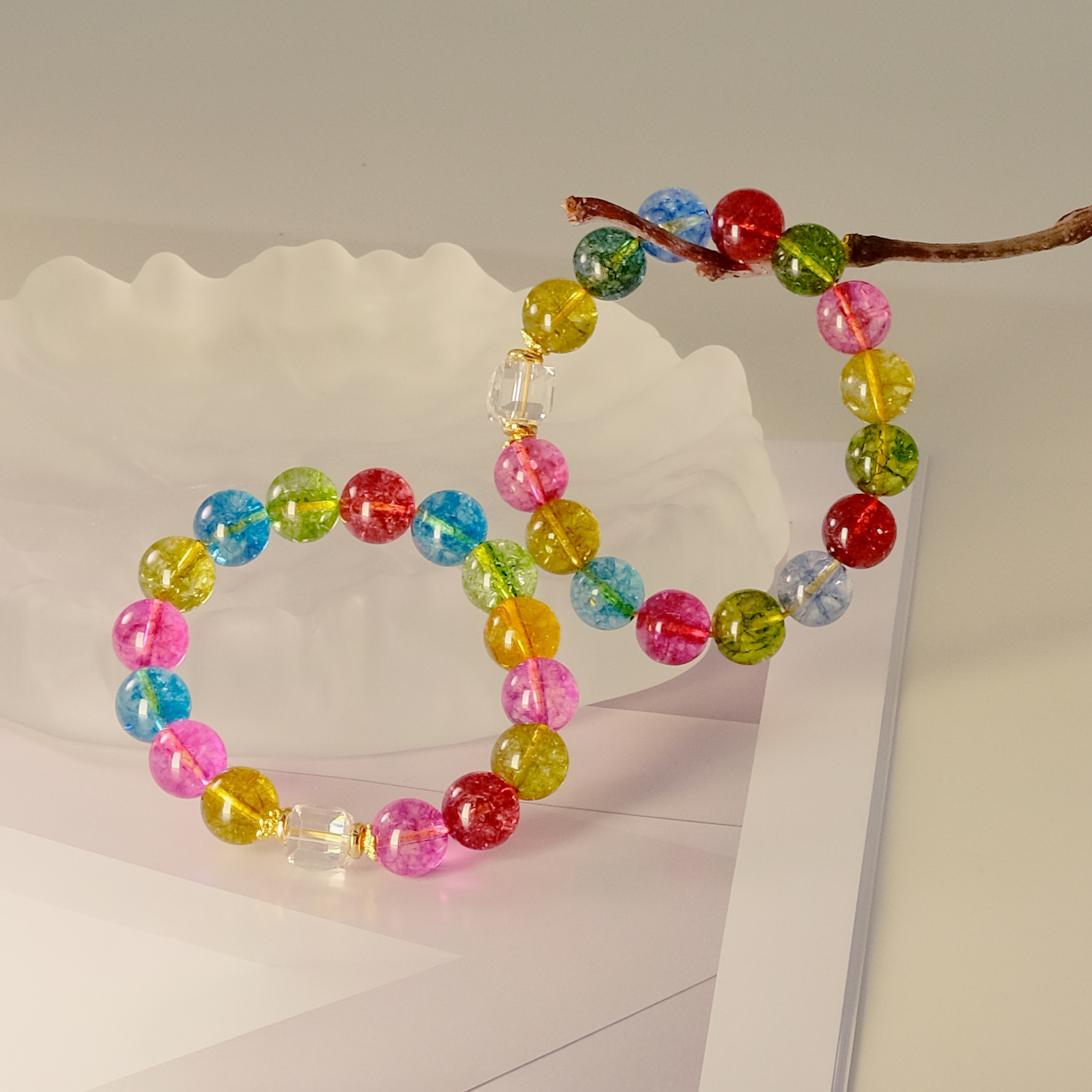 高定珠宝时尚夏日款多彩水草幽灵手串-s1247