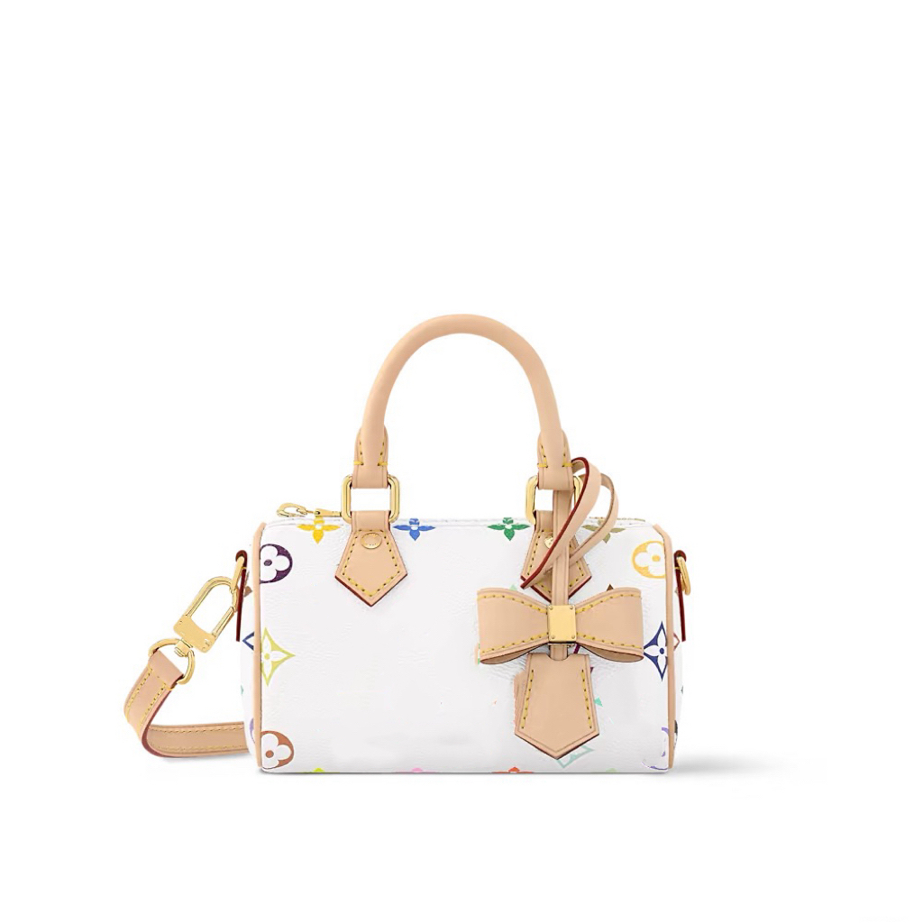 A018手工皮包白三彩Nano Speedy包包