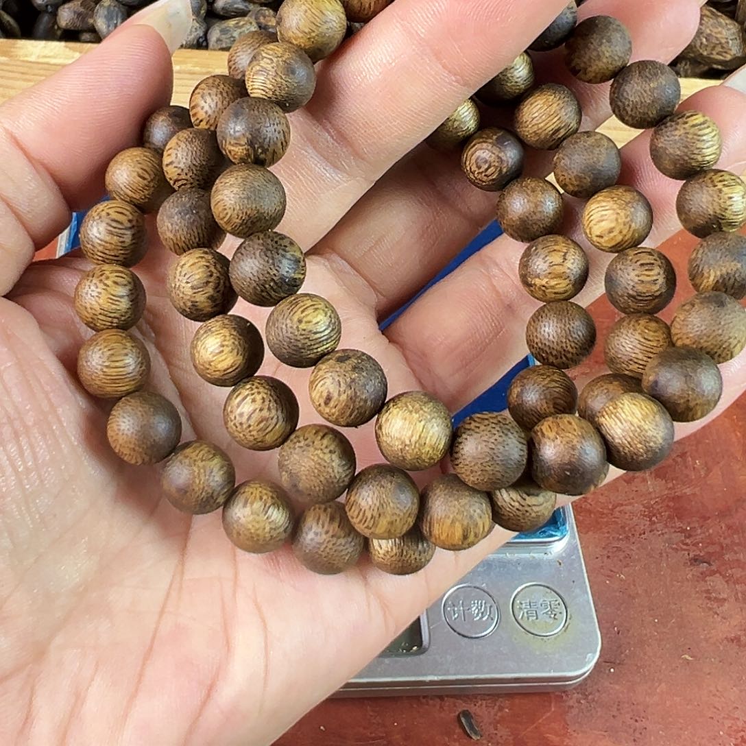 沉香沉香碎屑卡9圆珠单圈5g红骨