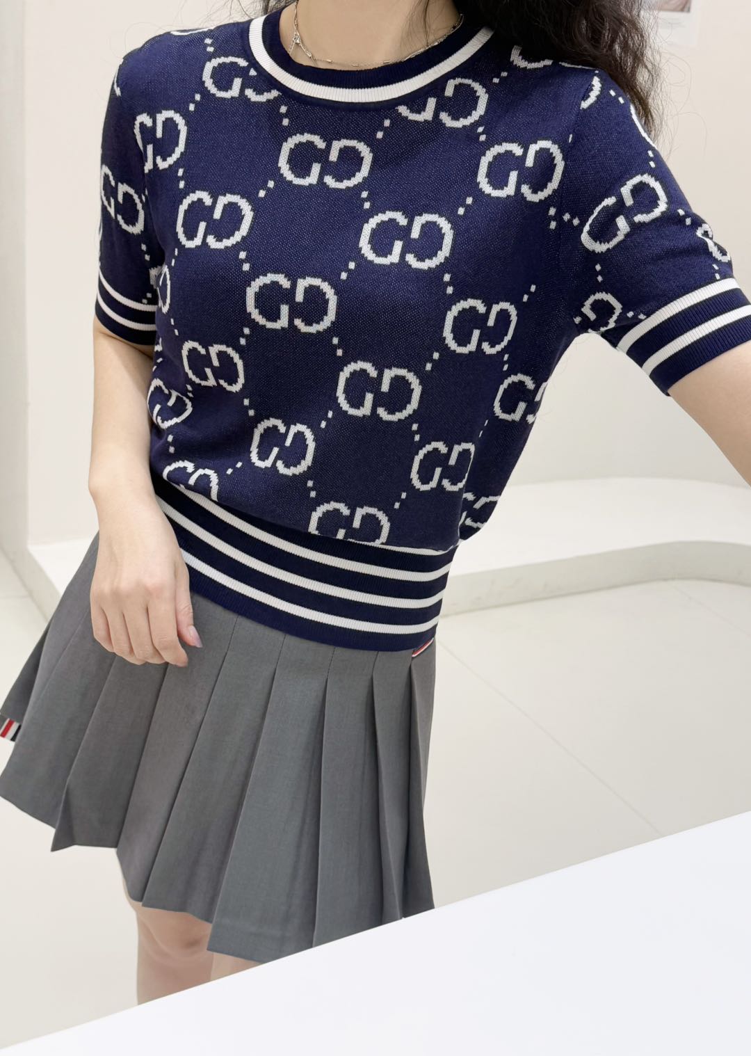 A2058 欧洲站轻奢小香风T恤 夏季新款经典百搭时髦提花显瘦上衣