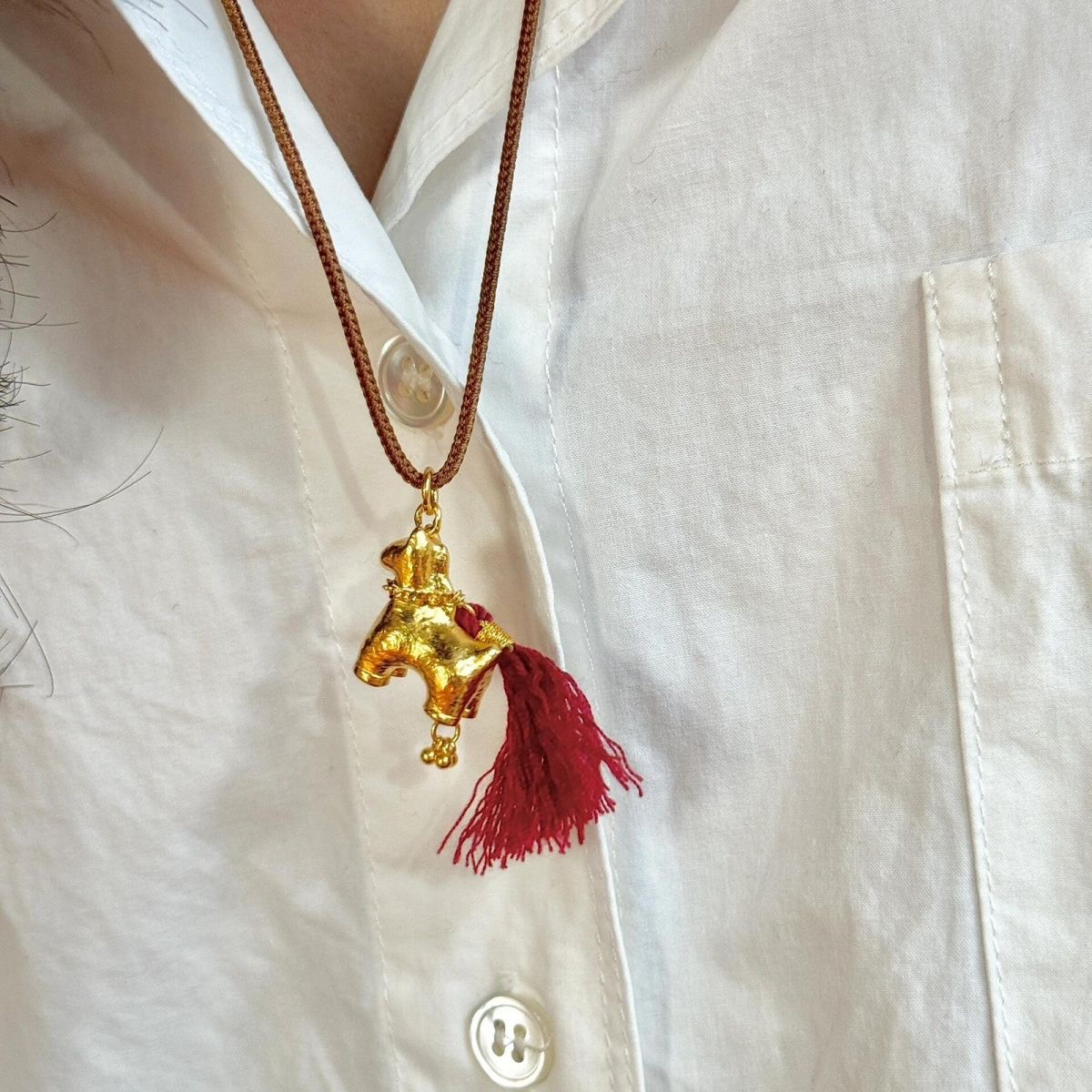 铜合金项链 新款可爱马上有钱花小马流苏情侣手作手工diy项链饰品