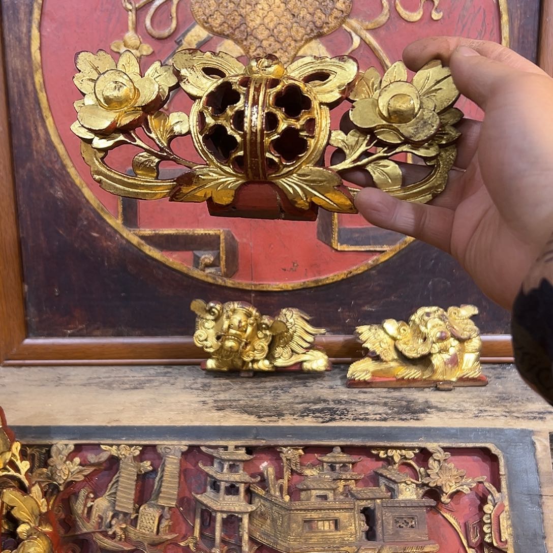 一***辰香榧木老木雕花板