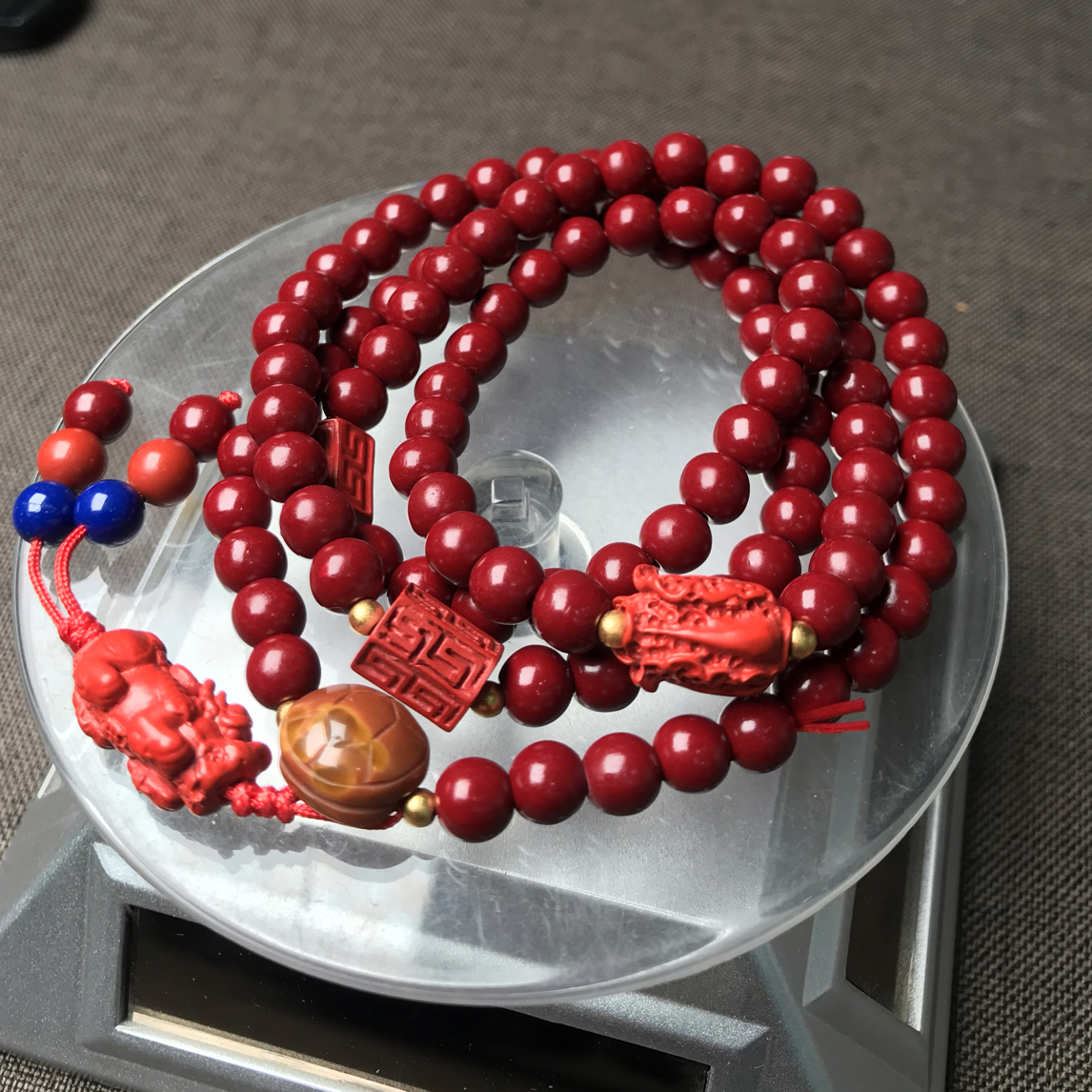 含辰砂工艺品天然辰砂多圈手链