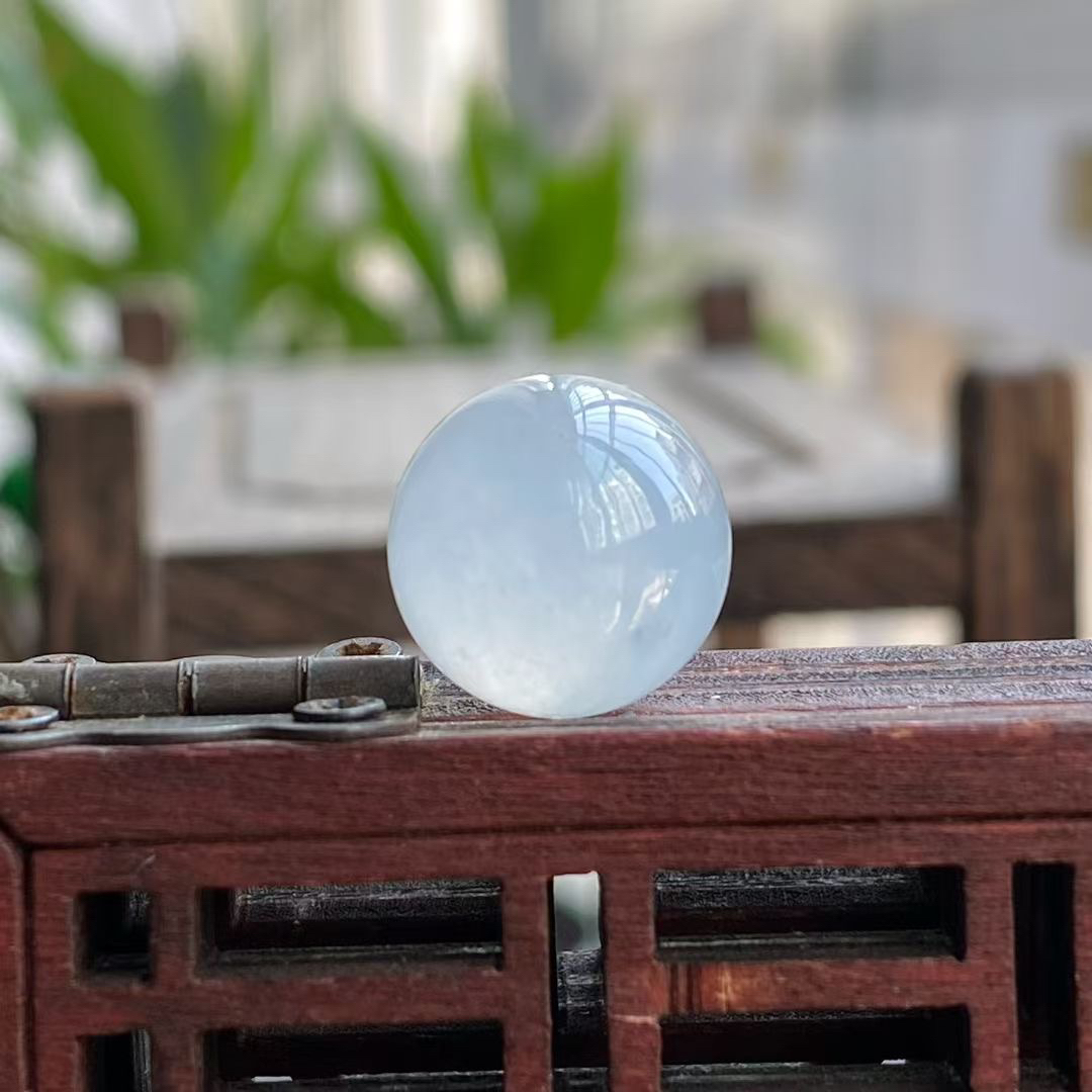 卡11.9白冰起光波珠C1213种水好 打孔冰透孔 清爽 有点小纹和意境