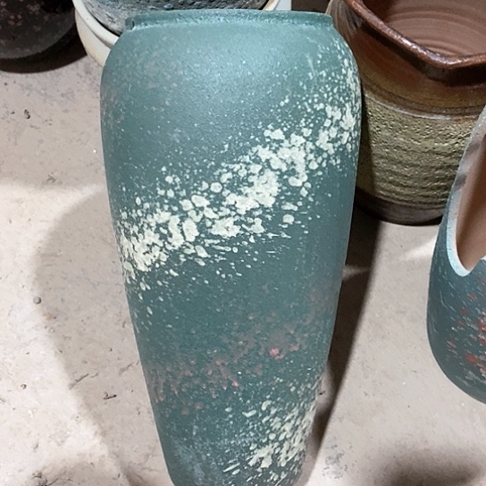 紫砂花盆口15高度38绿泼墨处理