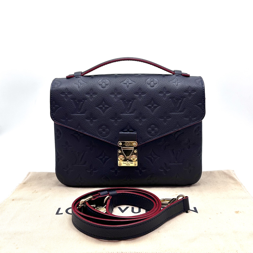 99新 LouisVuitton/路易威登 深海蓝拼红色全皮邮差单肩包 18172