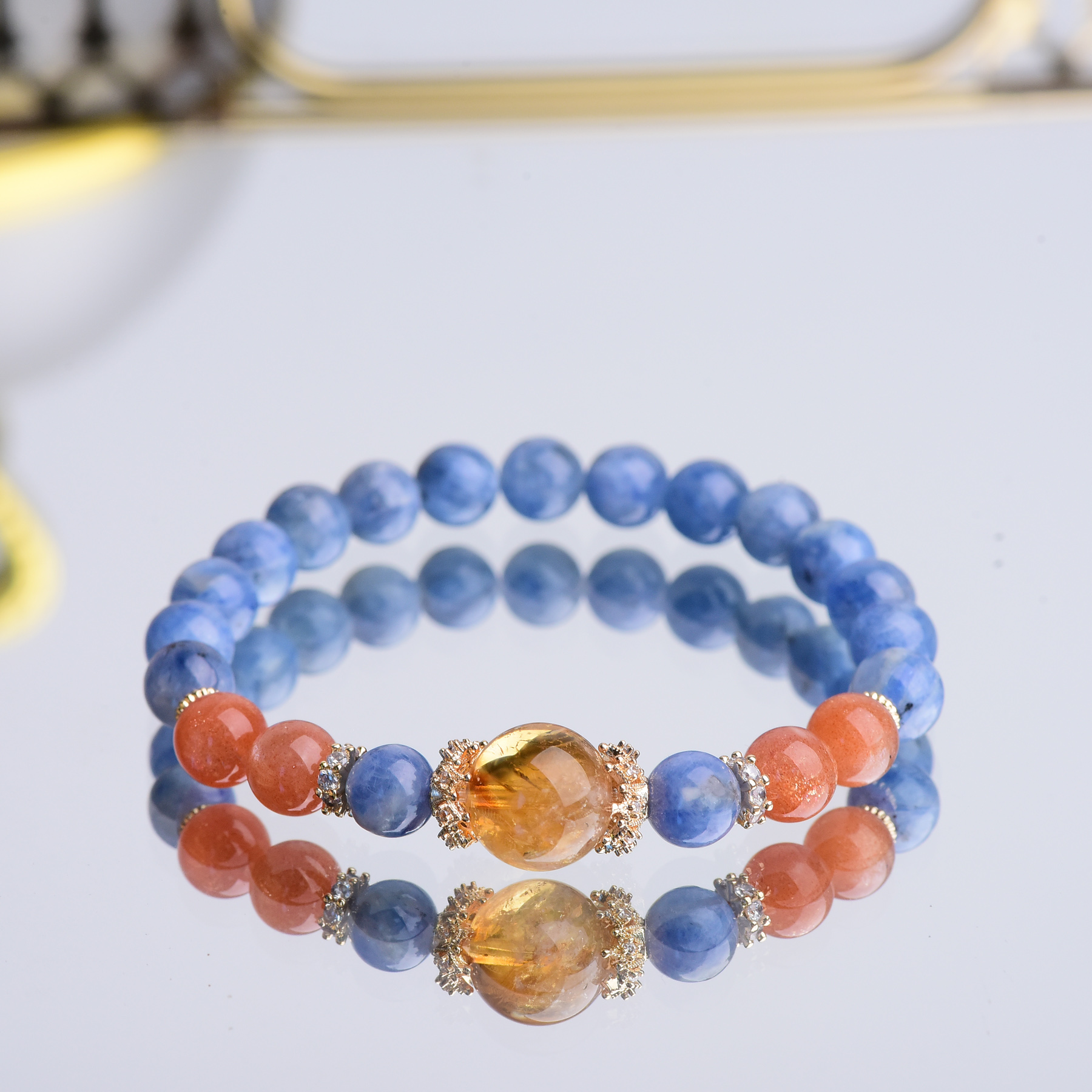 【六叶珠宝】蓝晶石+橙月光 时尚定制款手链 多样发其一 A55