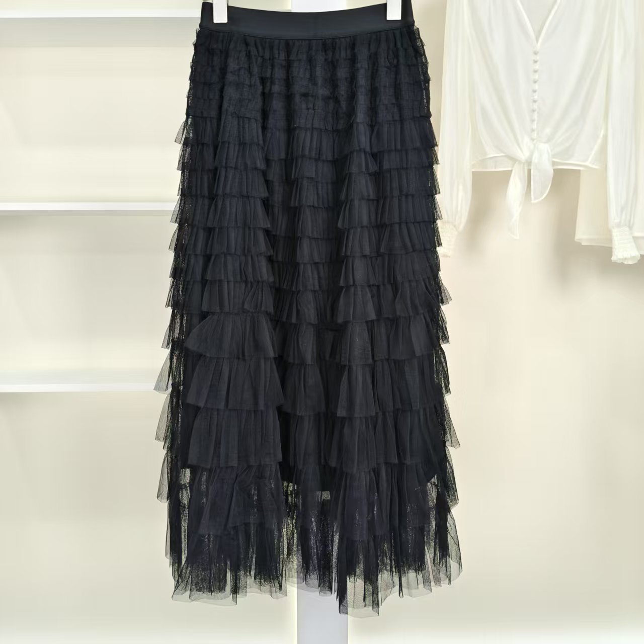 麦迪尚品【白LY】50424217甜美风纯色蛋糕半身裙女夏季品牌折扣