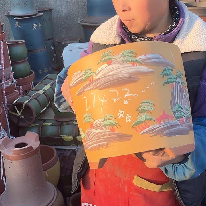 紫砂紫砂花盆和花盆之间