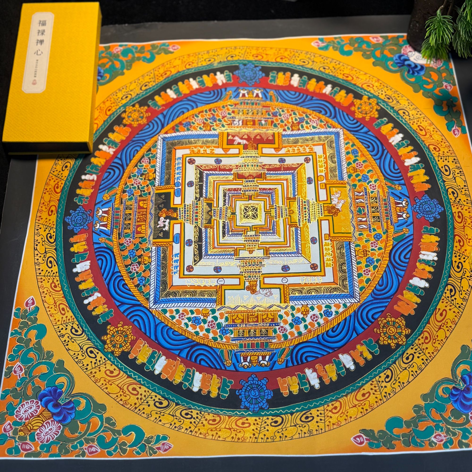 时轮金刚坦诚50*50-纯手绘矿物原料唐卡