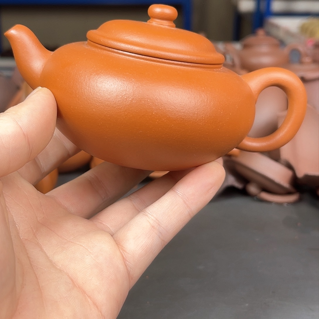 茶壶紫砂王慧朱泥全手扁樱