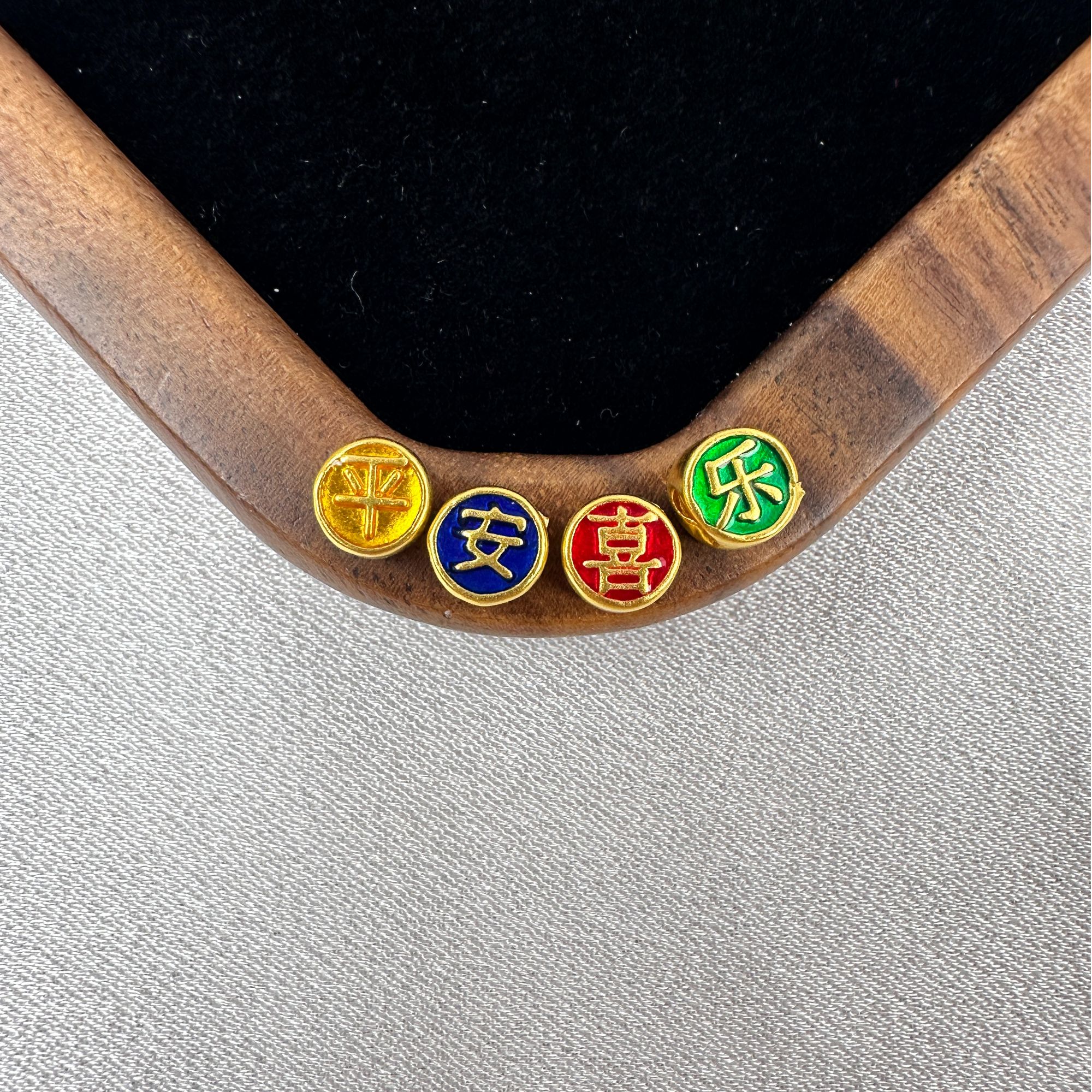 【足金999】珐琅彩平安喜乐diy手串AA084