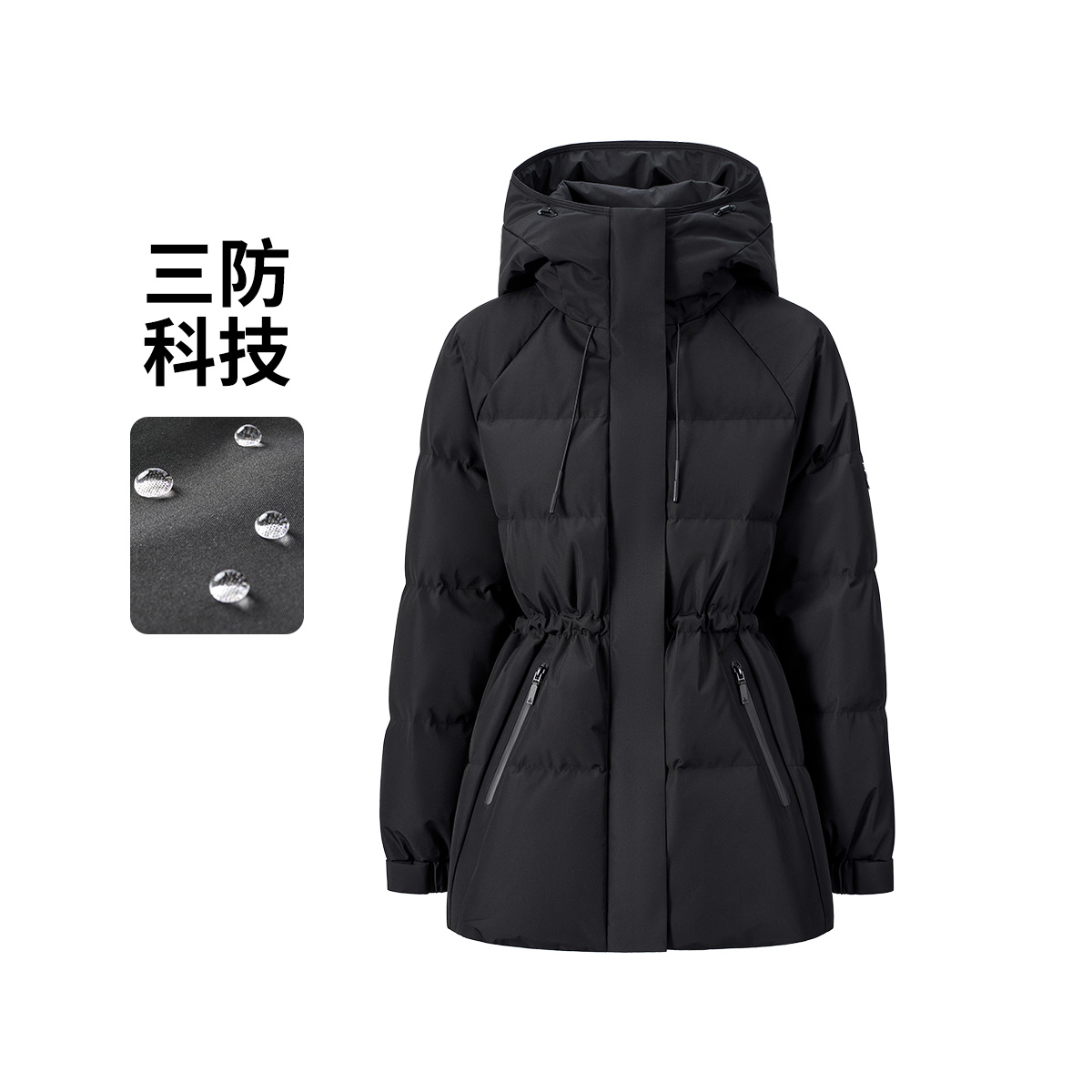 [省心三防]navigare意大利小帆船时尚连帽羽绒服女士收腰中长外套