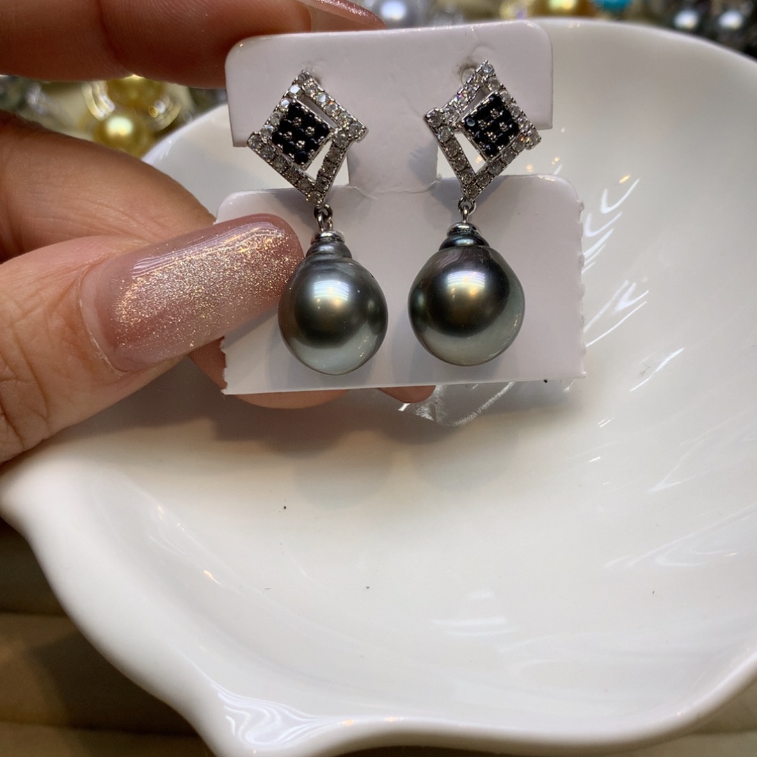 银S925镶嵌耳饰海水珍珠