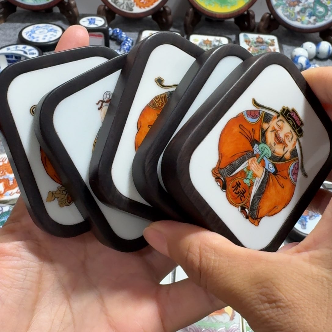 瓷片七***叔五路财神一套