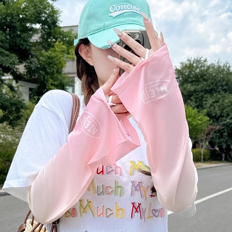 宽松冰袖防晒袖套女夏天手套冰丝防紫外线遮阳开车薄款手臂套袖子