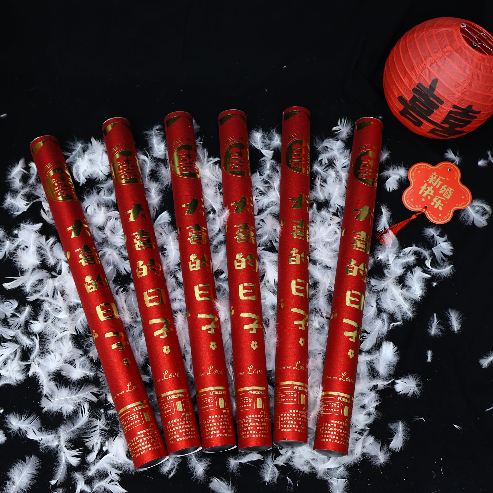 白色羽毛手持礼花筒庆典婚礼仪式氛围感出片道具婚庆用品