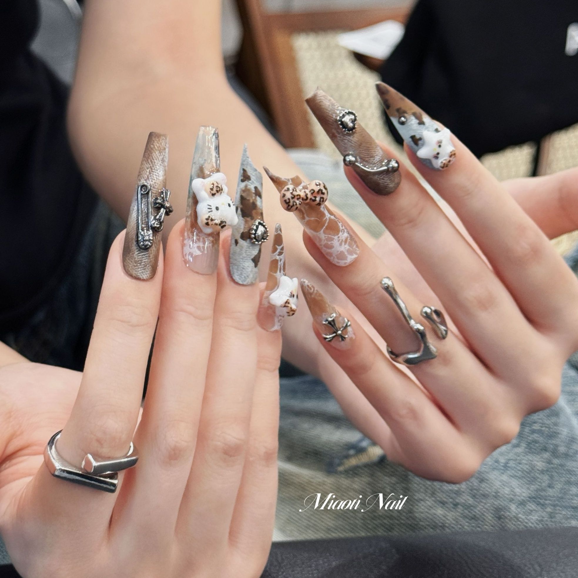 【废土牛仔】【9个甲型定制】猫哥 美式辣妹kitty猫重工纯手工穿戴甲