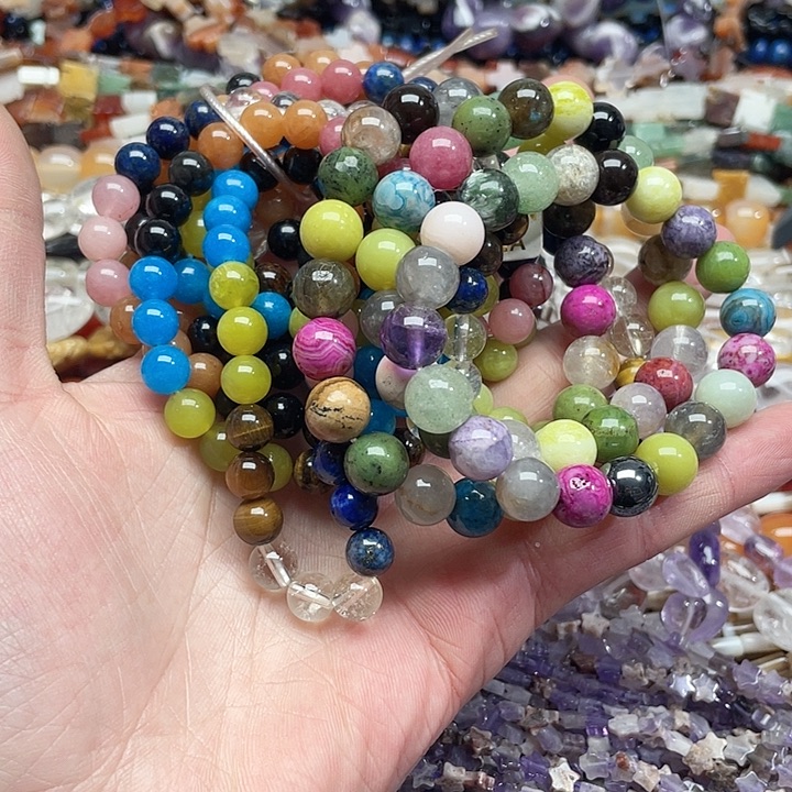 玛瑙/玉髓珠宝半成品未镶嵌一条8-10mm手串