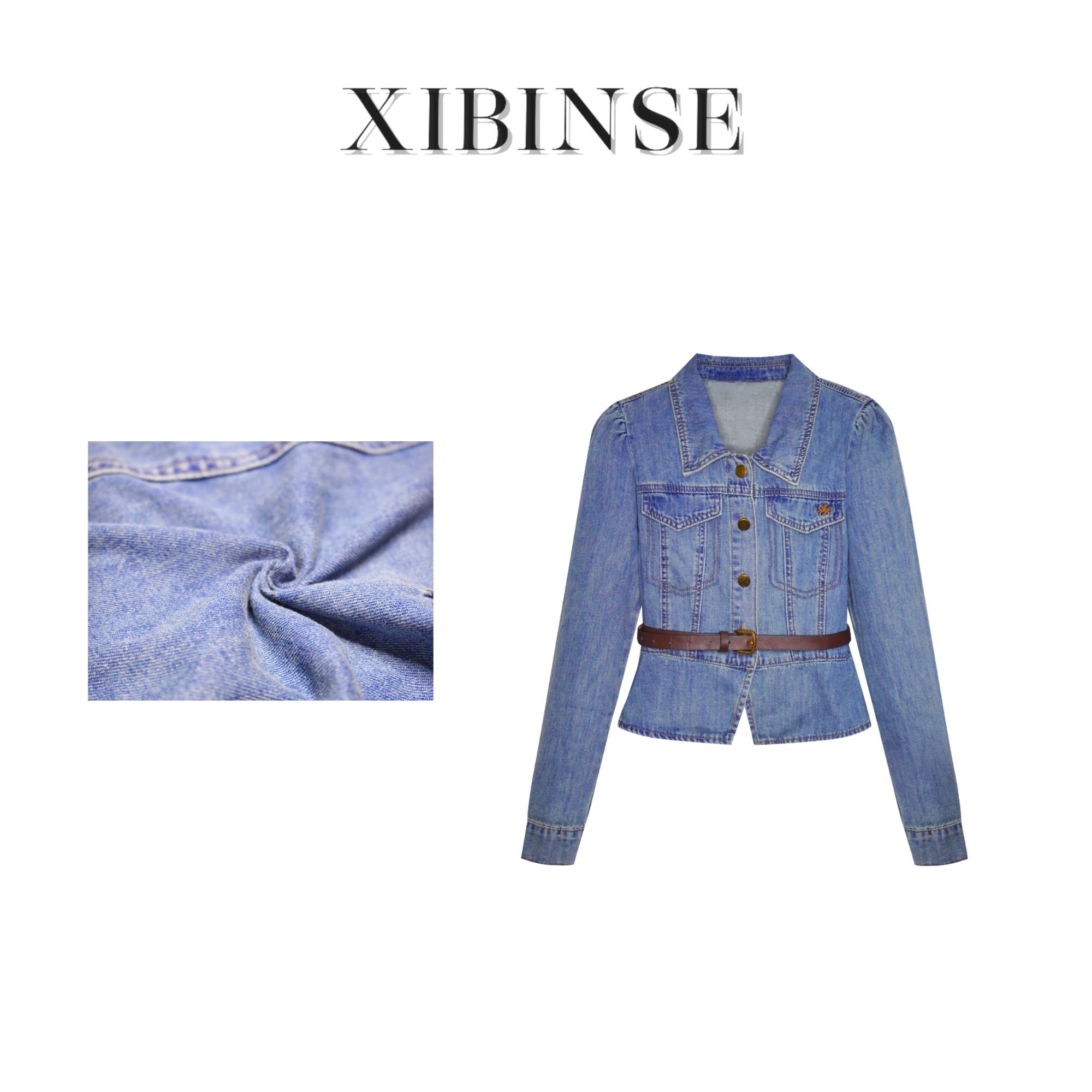 【毕小小】毕加索牛仔外套 2025新款时尚复古港风polo领修身上衣