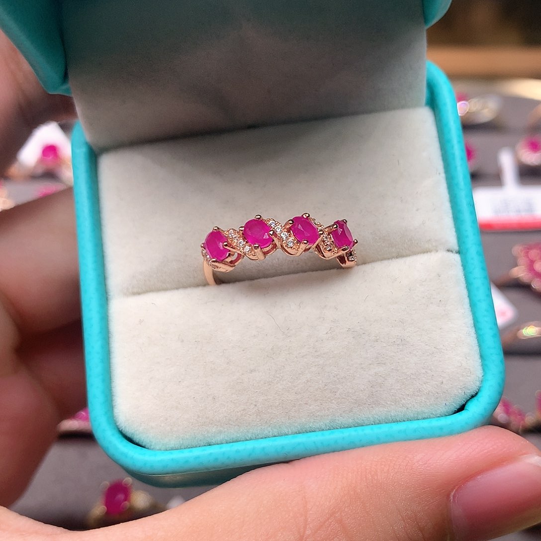 红宝石戒指银S925镶嵌