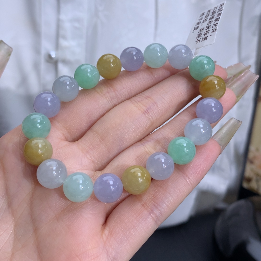 翡翠手链未镶嵌卡10冰润胶多宝