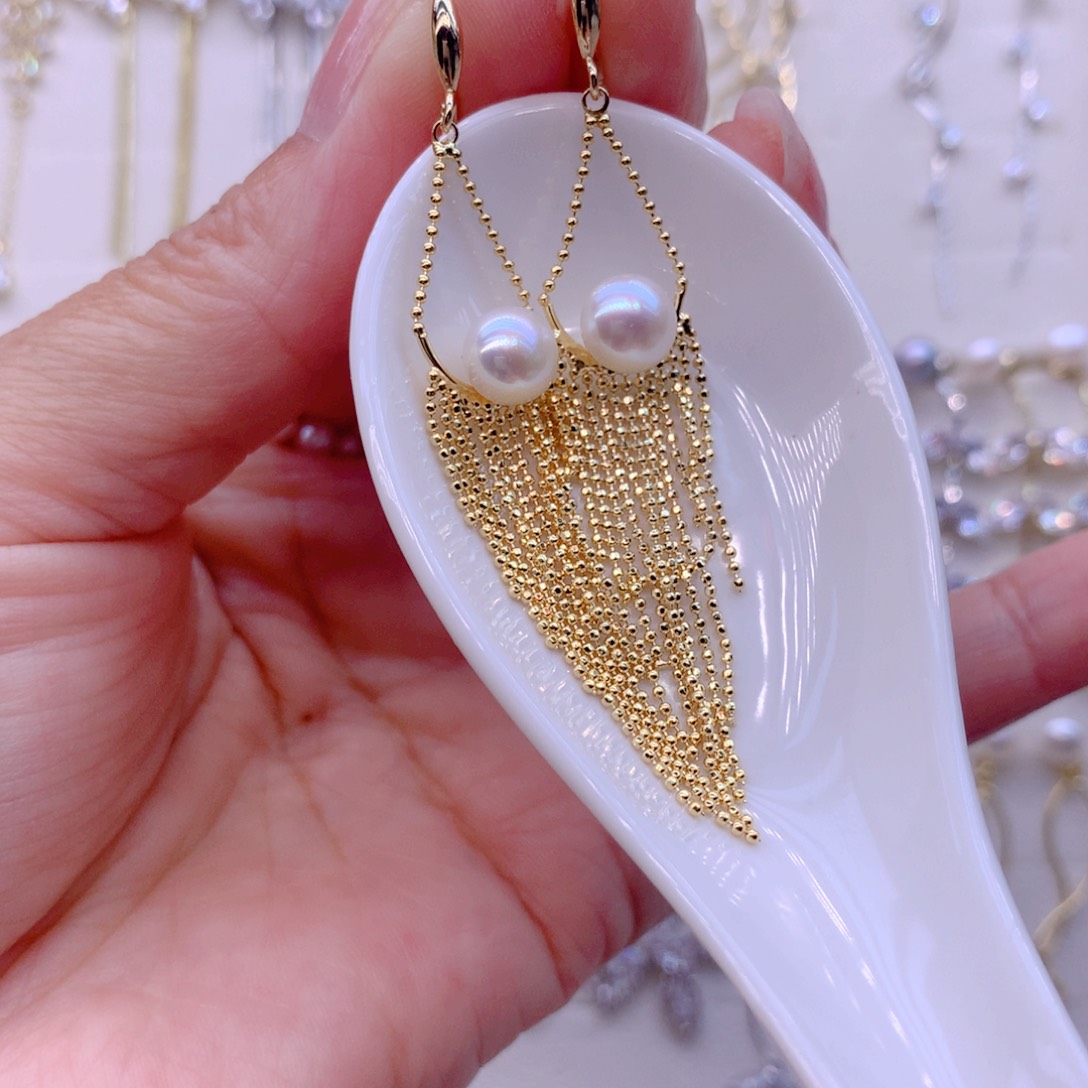 合金淡水珍珠耳饰