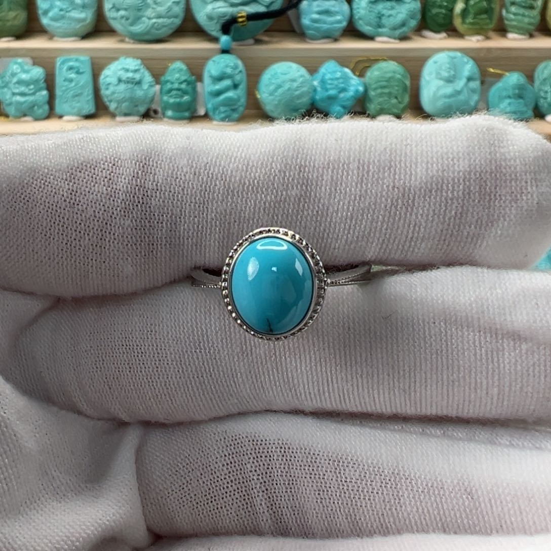 银S925镶嵌绿松石戒指 