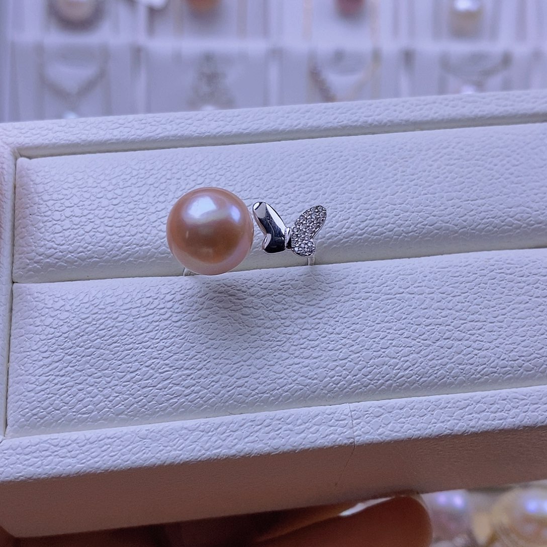 戒指银S925镶嵌淡水珍珠