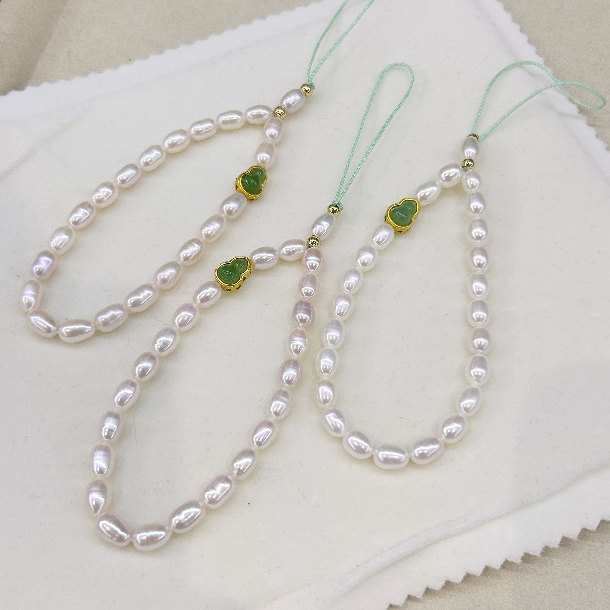 淡水无核珍珠手机链 6-8mm ZQ0043（多样性发一）