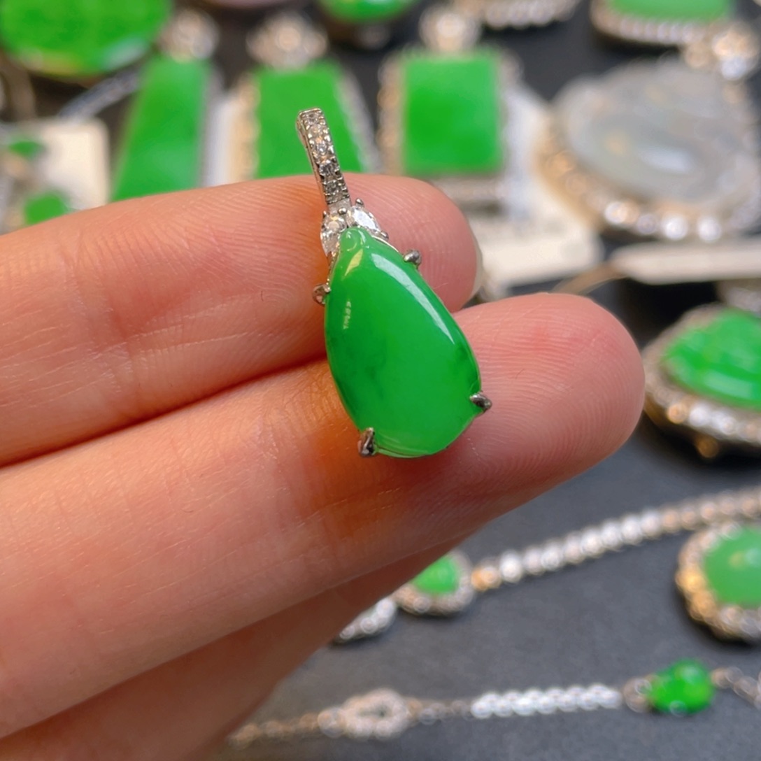 翡翠银S925镶嵌吊坠(不含链)