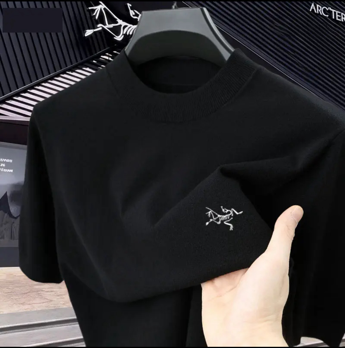 【奥莱撤柜限购两单】正品始祖刺绣鸟短袖羊毛衫高档绵羊毛打底衫男