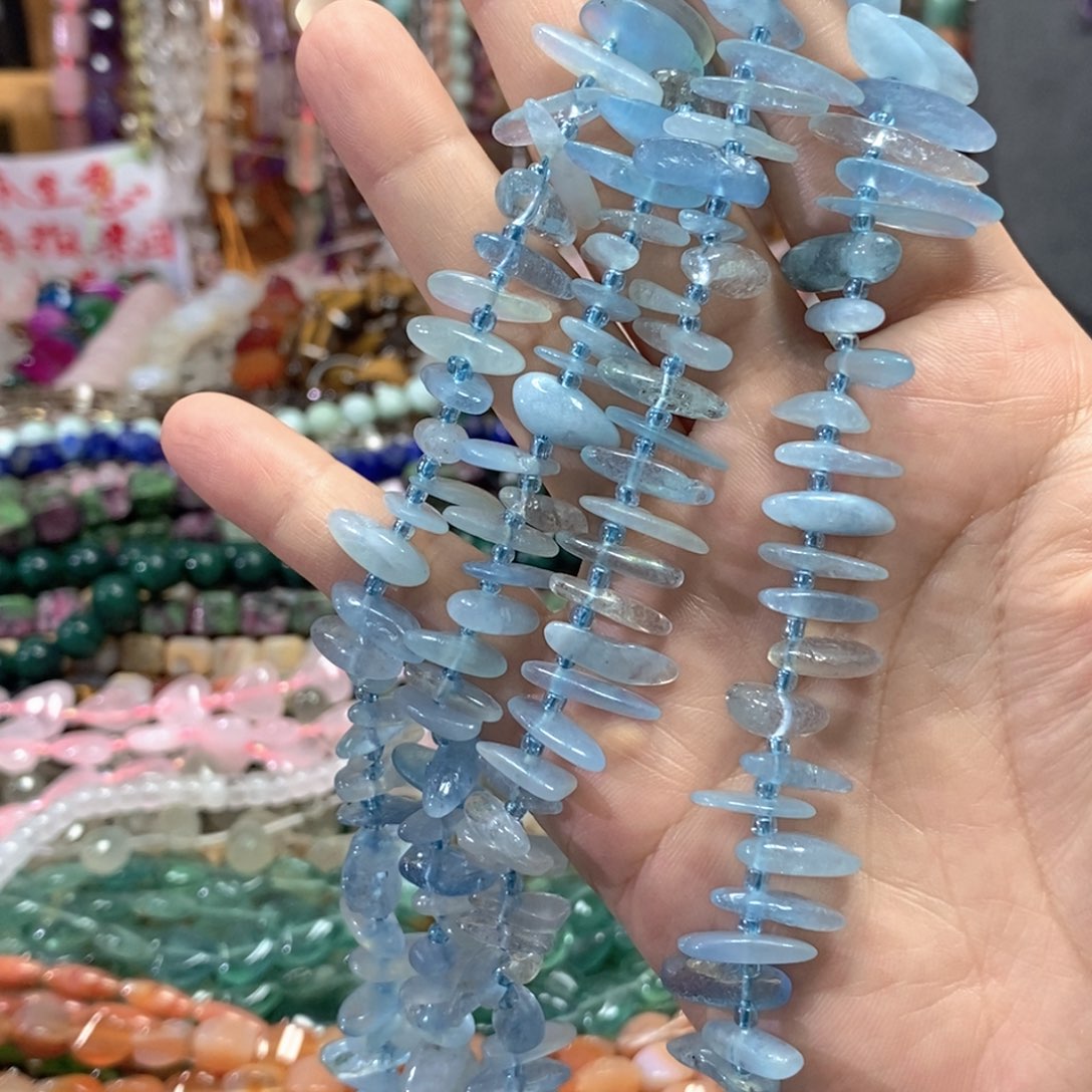 足银镀金镶嵌玛瑙/玉髓珠宝半成品海蓝宝卡子一条