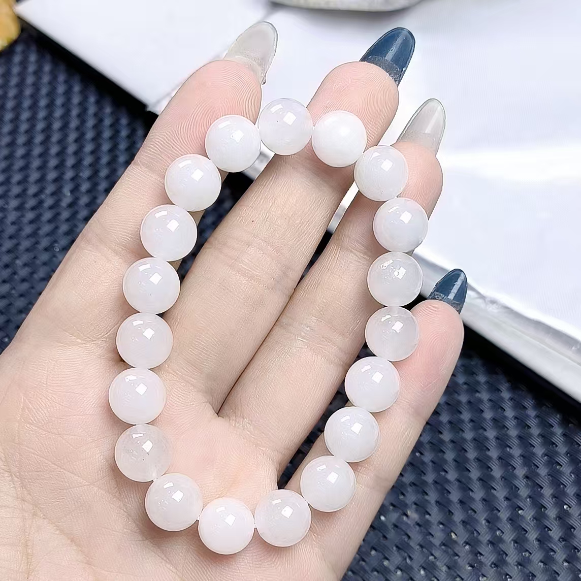 （聚宝严选）A202新疆料羊脂白和田玉羊油白手串10妈妈款精致百搭