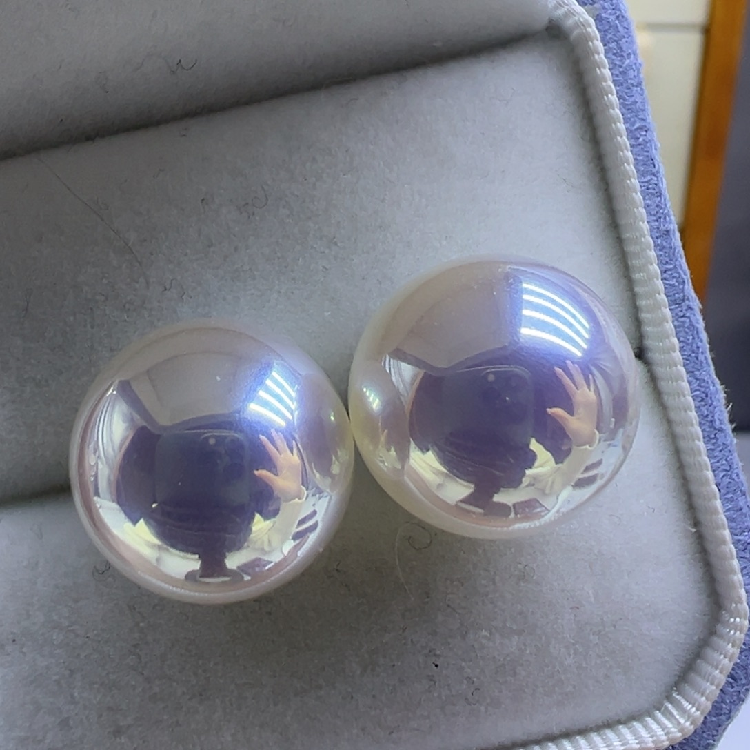 淡水珍珠银S925镶嵌耳饰