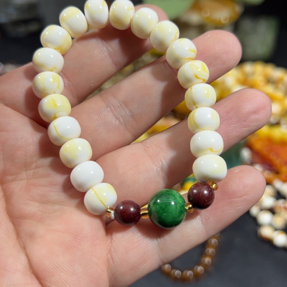 卡1.0家骨瓷白劳形手串