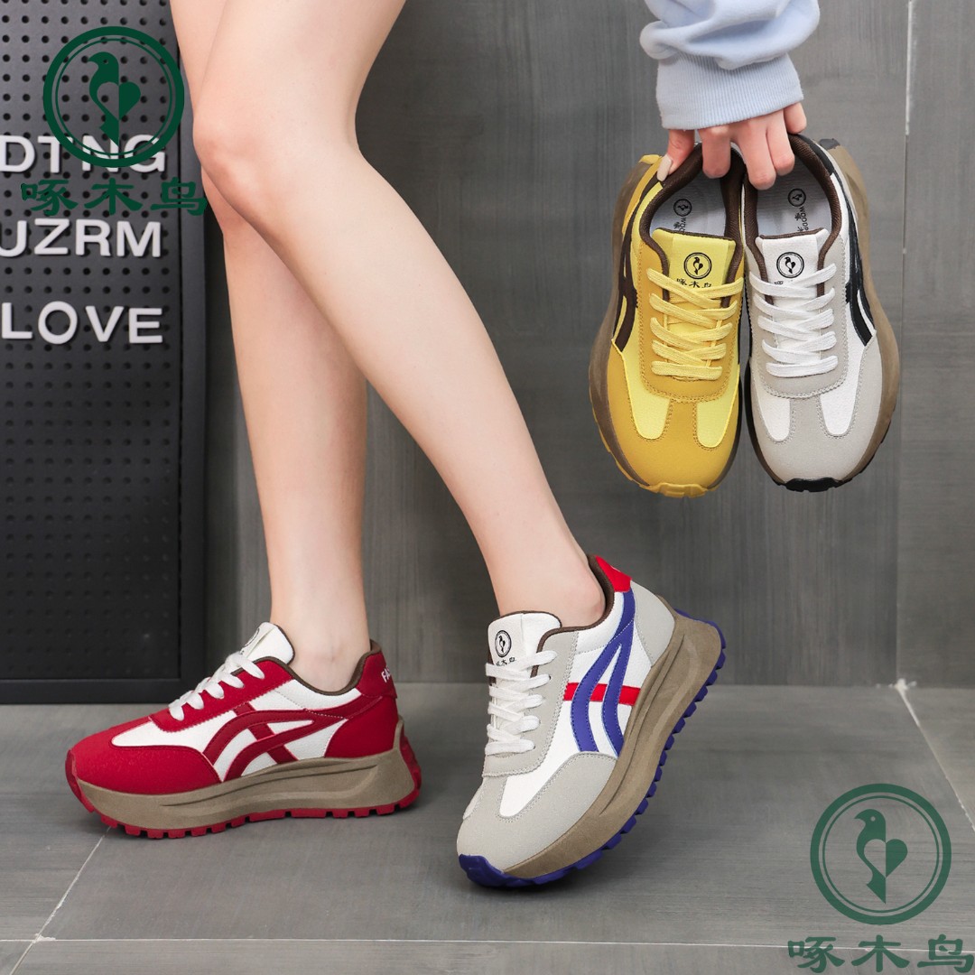 woodpecker/啄木鸟复古高级感时尚厚底百搭软底休闲女鞋阿甘鞋