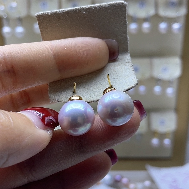 银S925镶嵌淡水珍珠耳饰